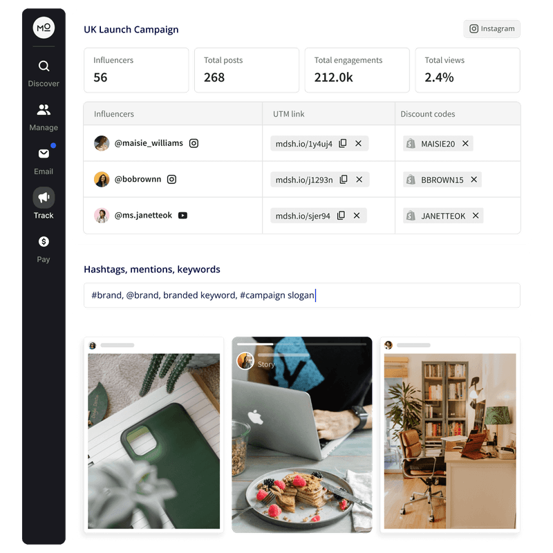 Modash influencer tracking 