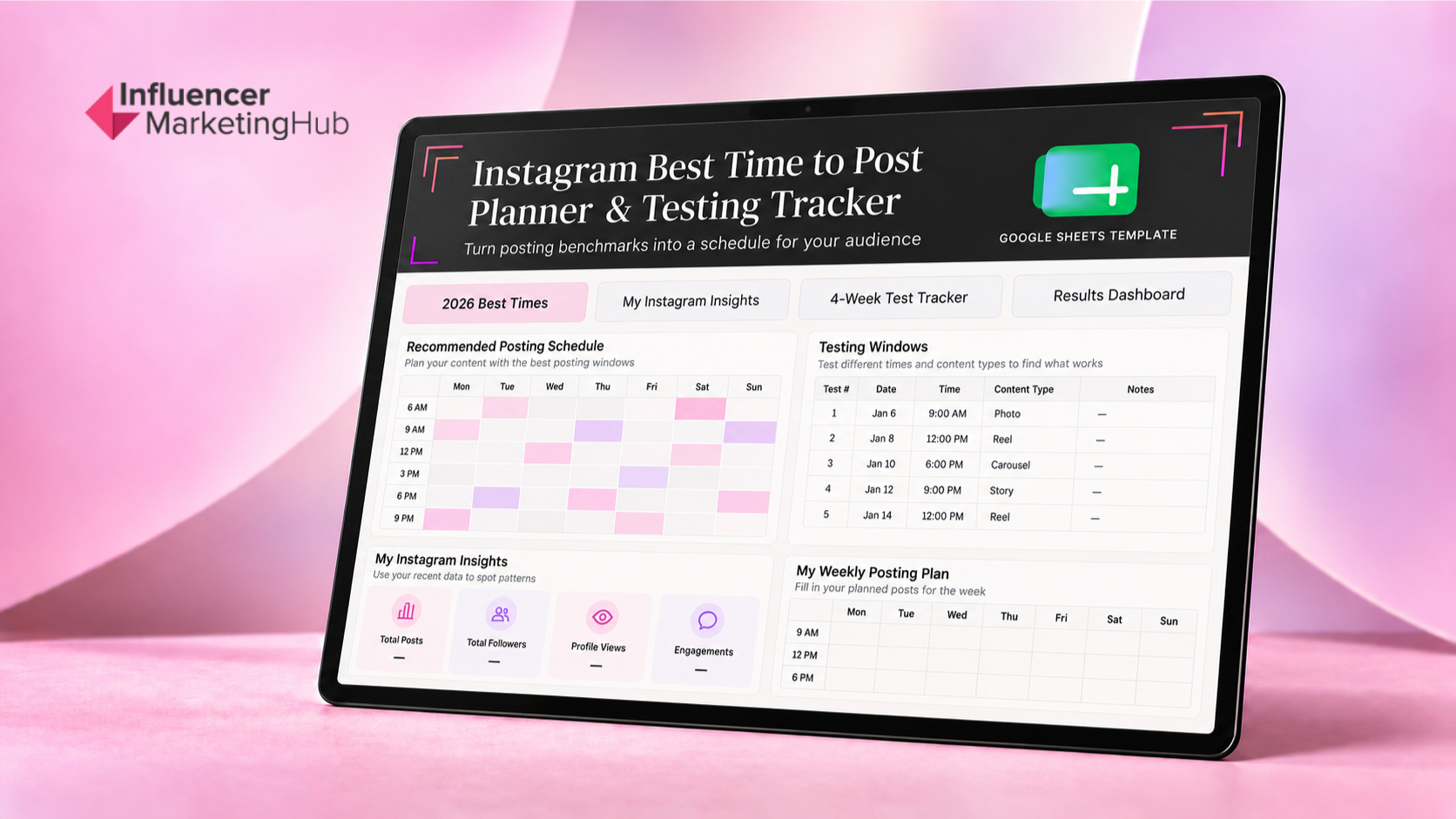 Instagram Best Time to Post Planner & Testing Tracker